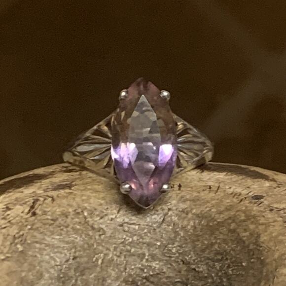 Sterling Silver and Ametrine (Citrine-Amethyst) Ring Size 9.75 Vintage - Picture 2 of 10